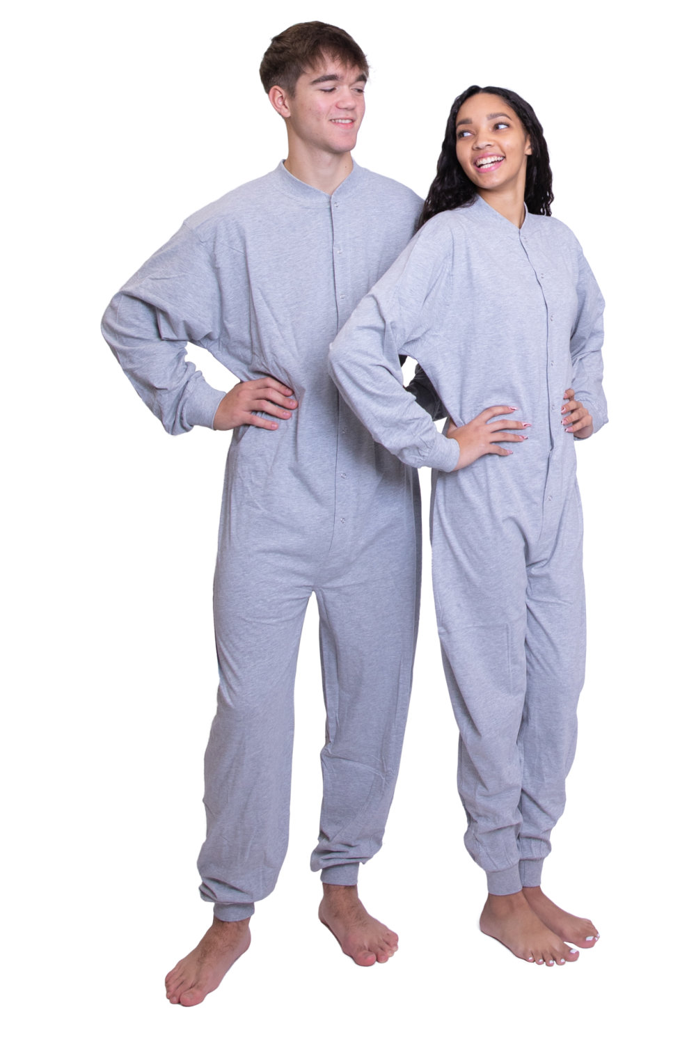 Gray Cotton Union Suit Unisex Footless Men Women